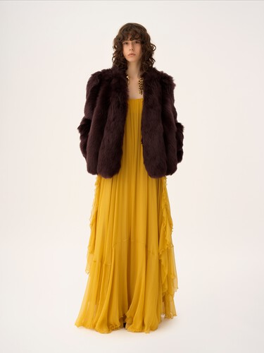 Sleeveless long dress in silk mousseline - 3