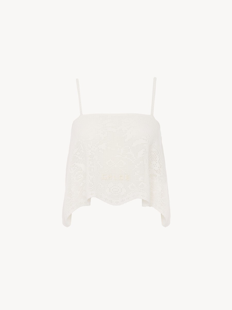 Thin-strap cropped top in a cotton knit - 2