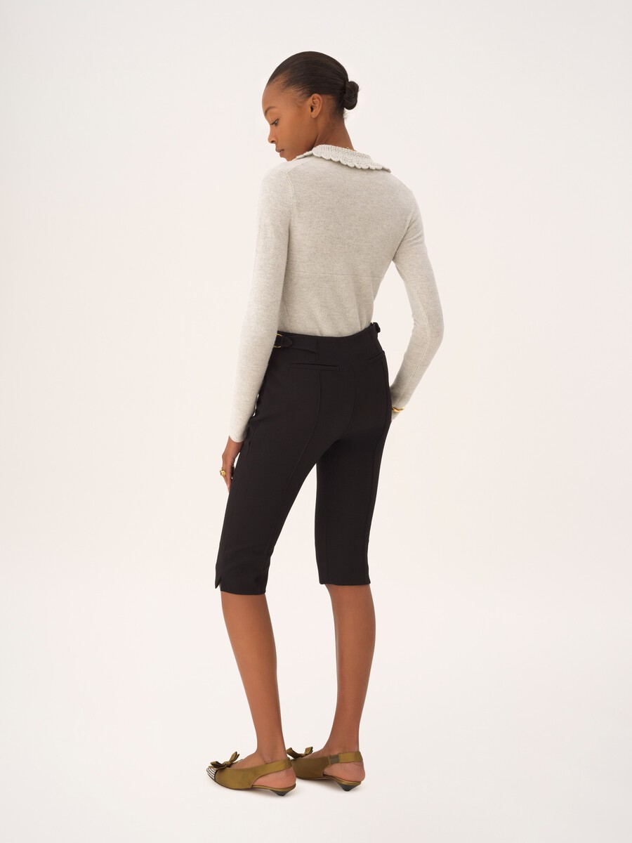 Tailored capri pants in wool cr&ecirc;pe - 5