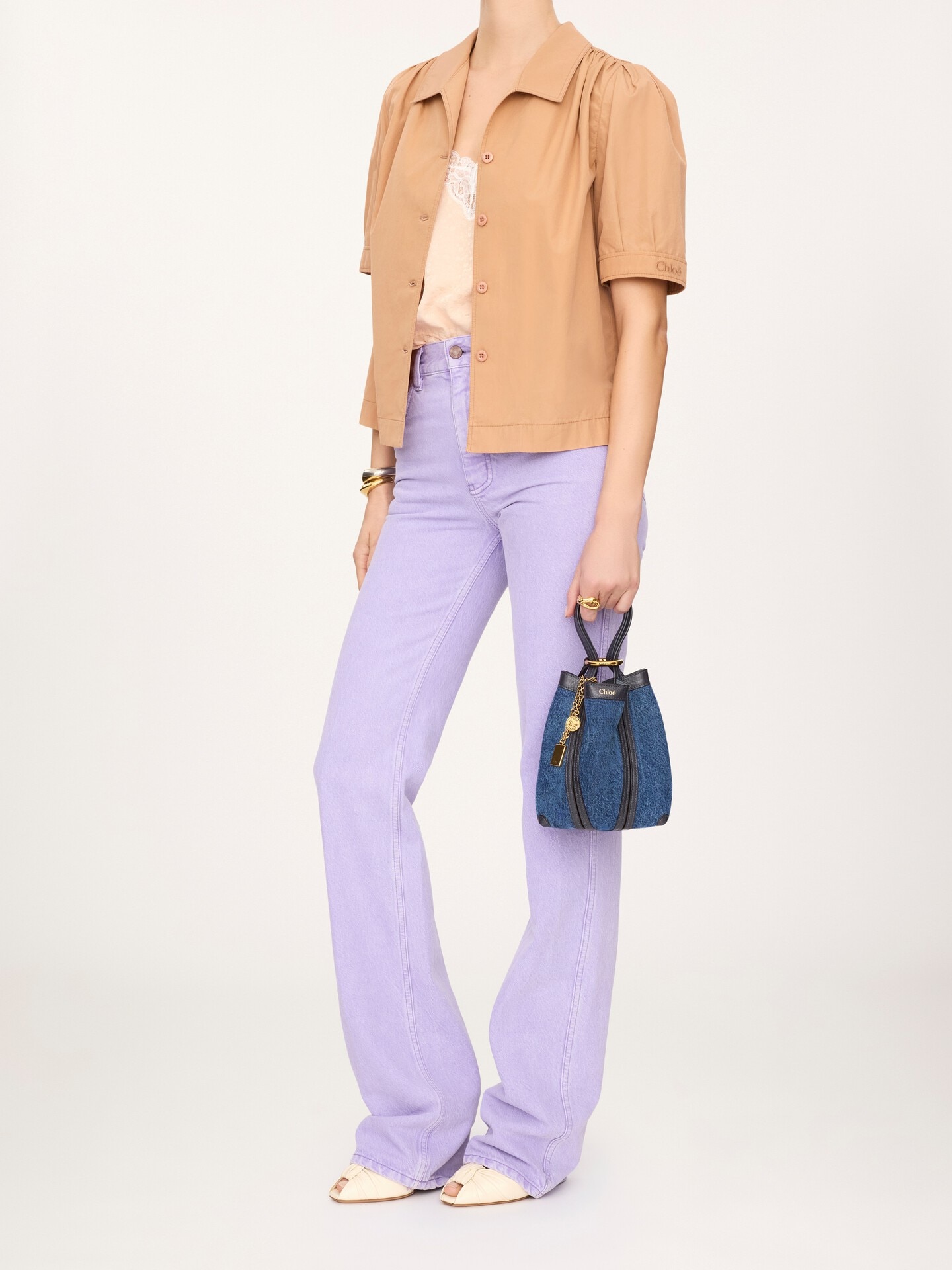 Small Chlo&eacute; Spin tote bag in denim - 7.0
