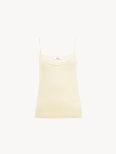 Thin-strap tank top in superfine wool knit  - 1
