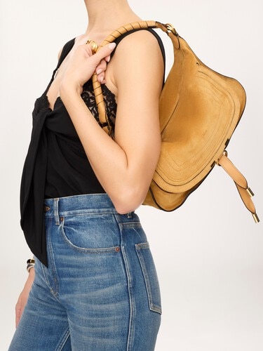 Small Marcie shoulder bag in suede leather - 3