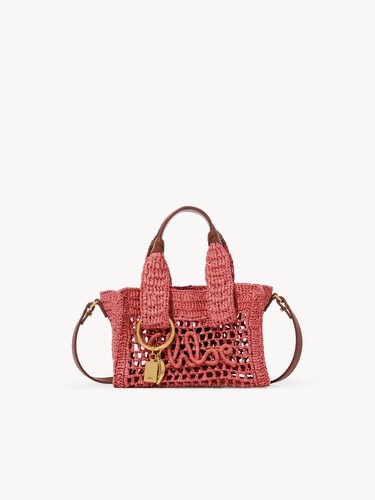 Mini Summer Banana east-west tote bag in raffia - 1