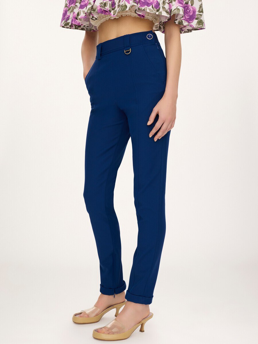 High-rise fitted pants in stretch tricotine - 4