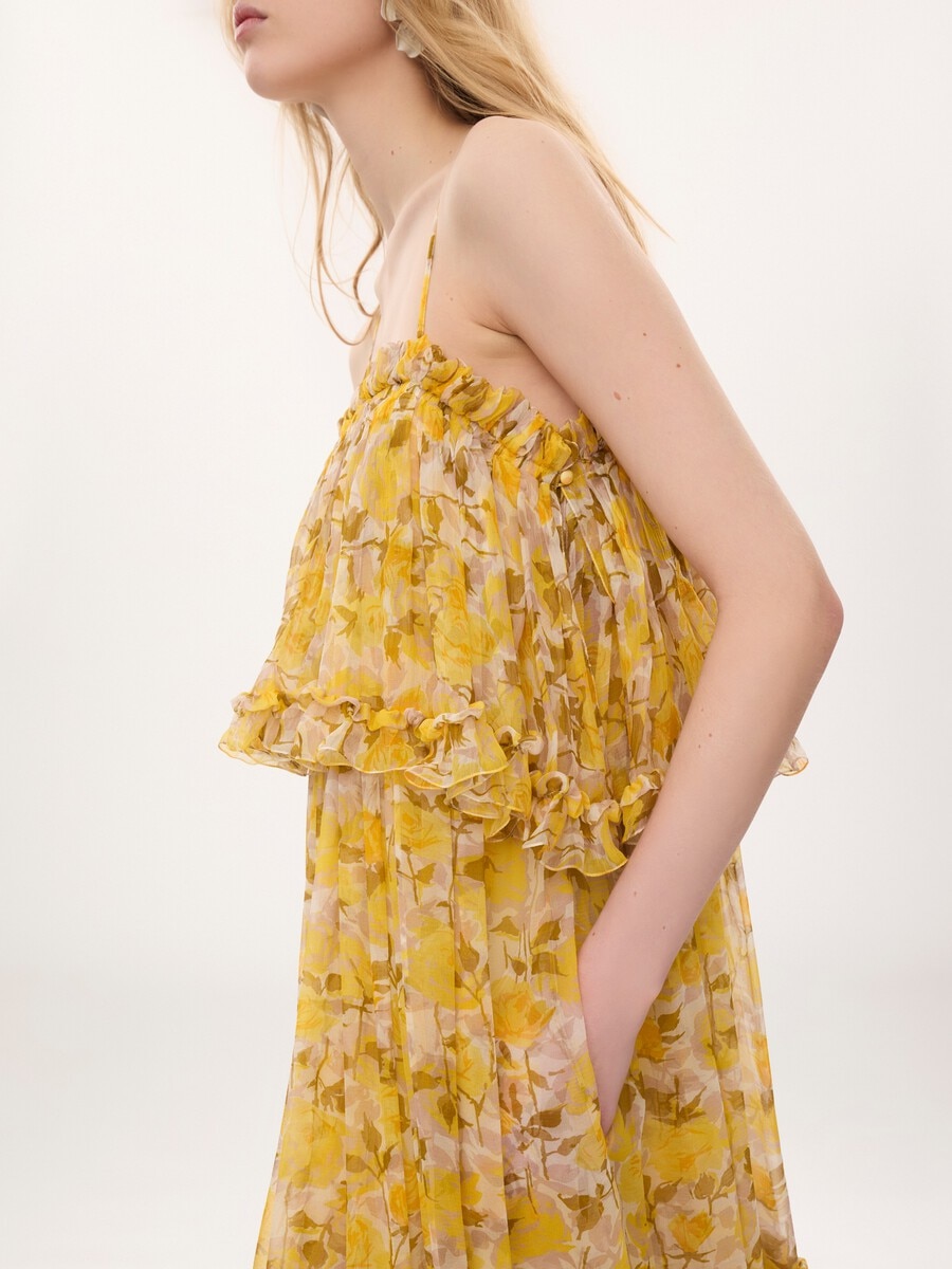 Thin-strap long dress in silk mousseline - 4
