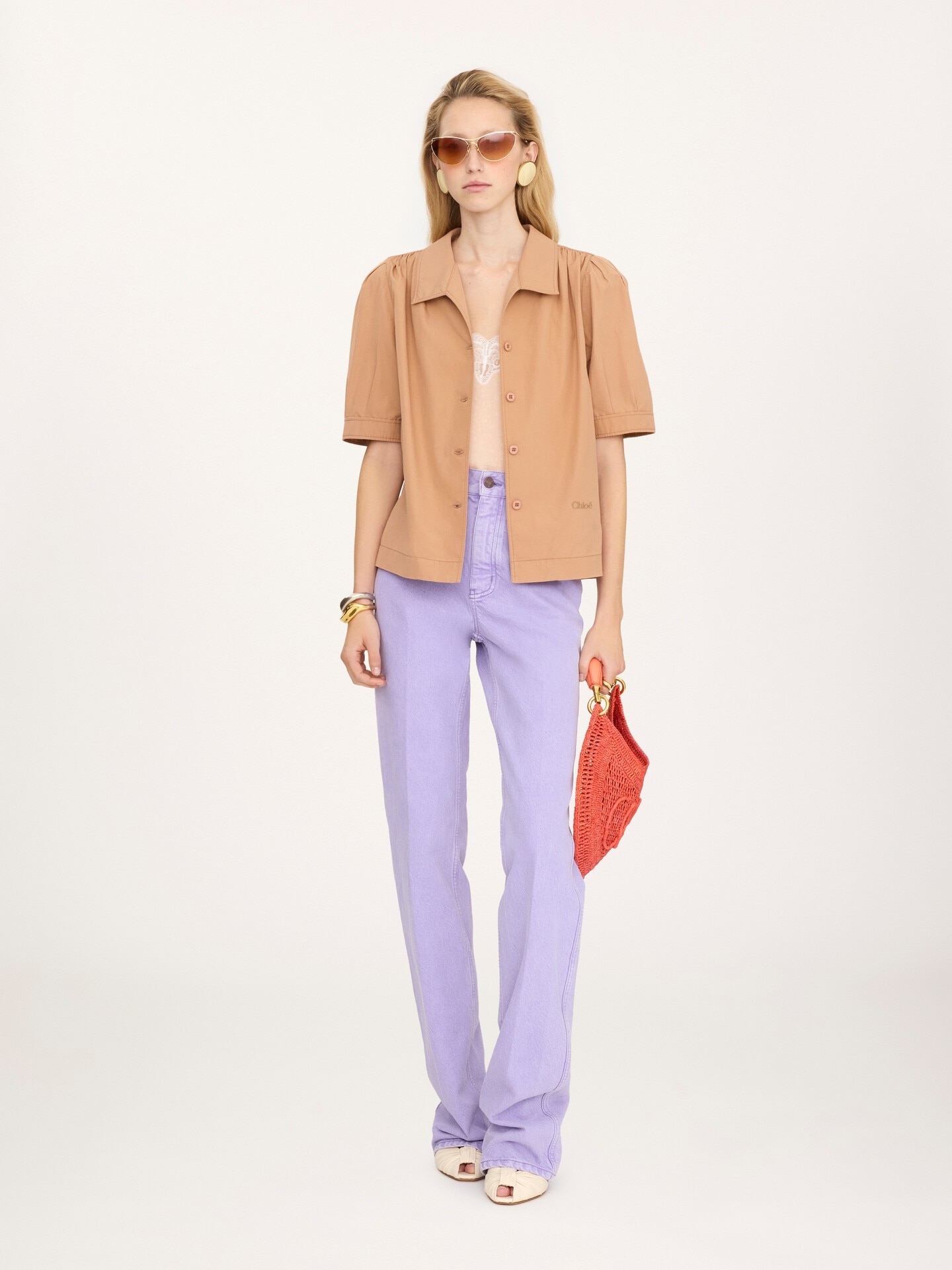 Short-sleeve shirt in cotton poplin - 1.0