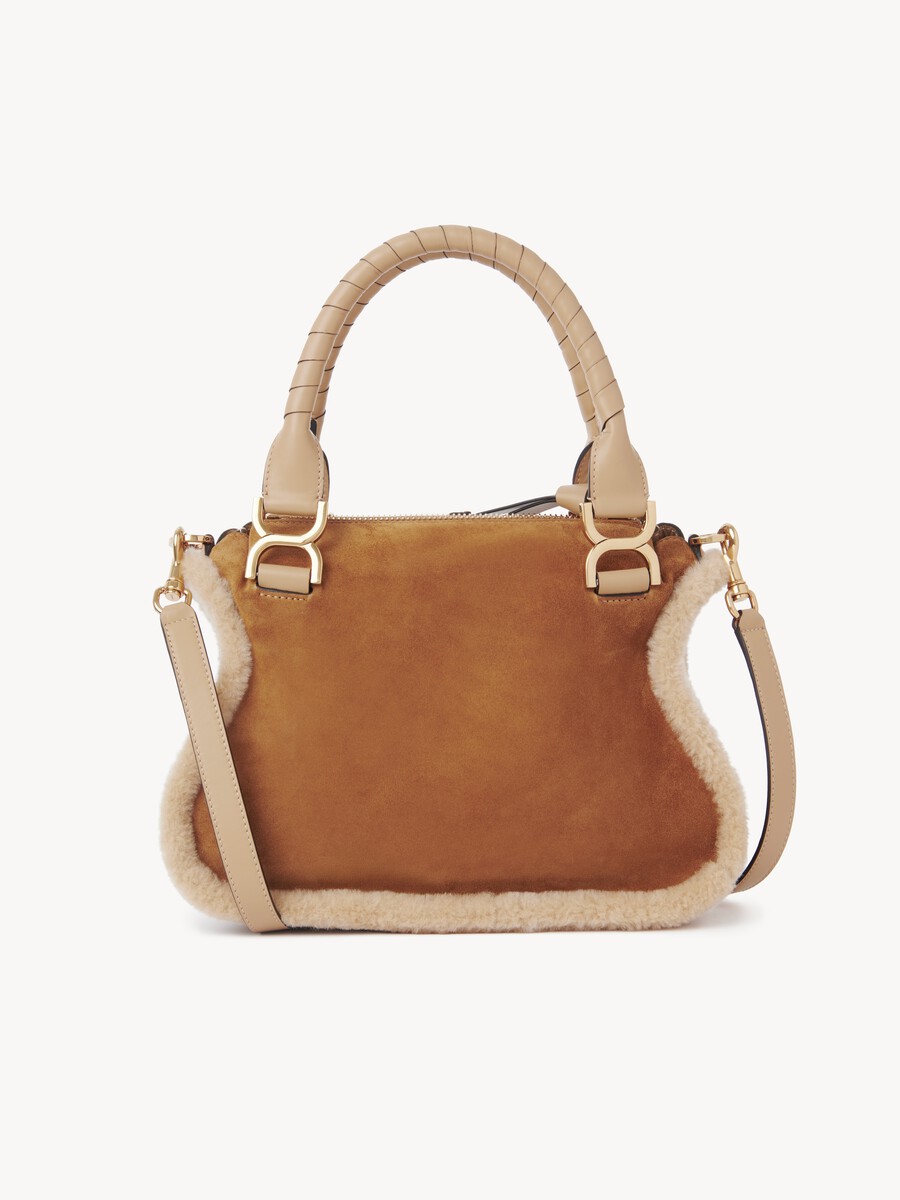 Small Marcie bag in suede leather & shearling - 7