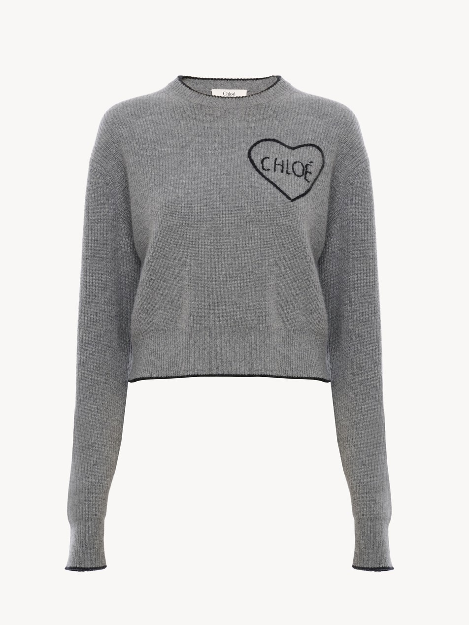 Cropped fitted logo sweater in a wool knit - Packshot
