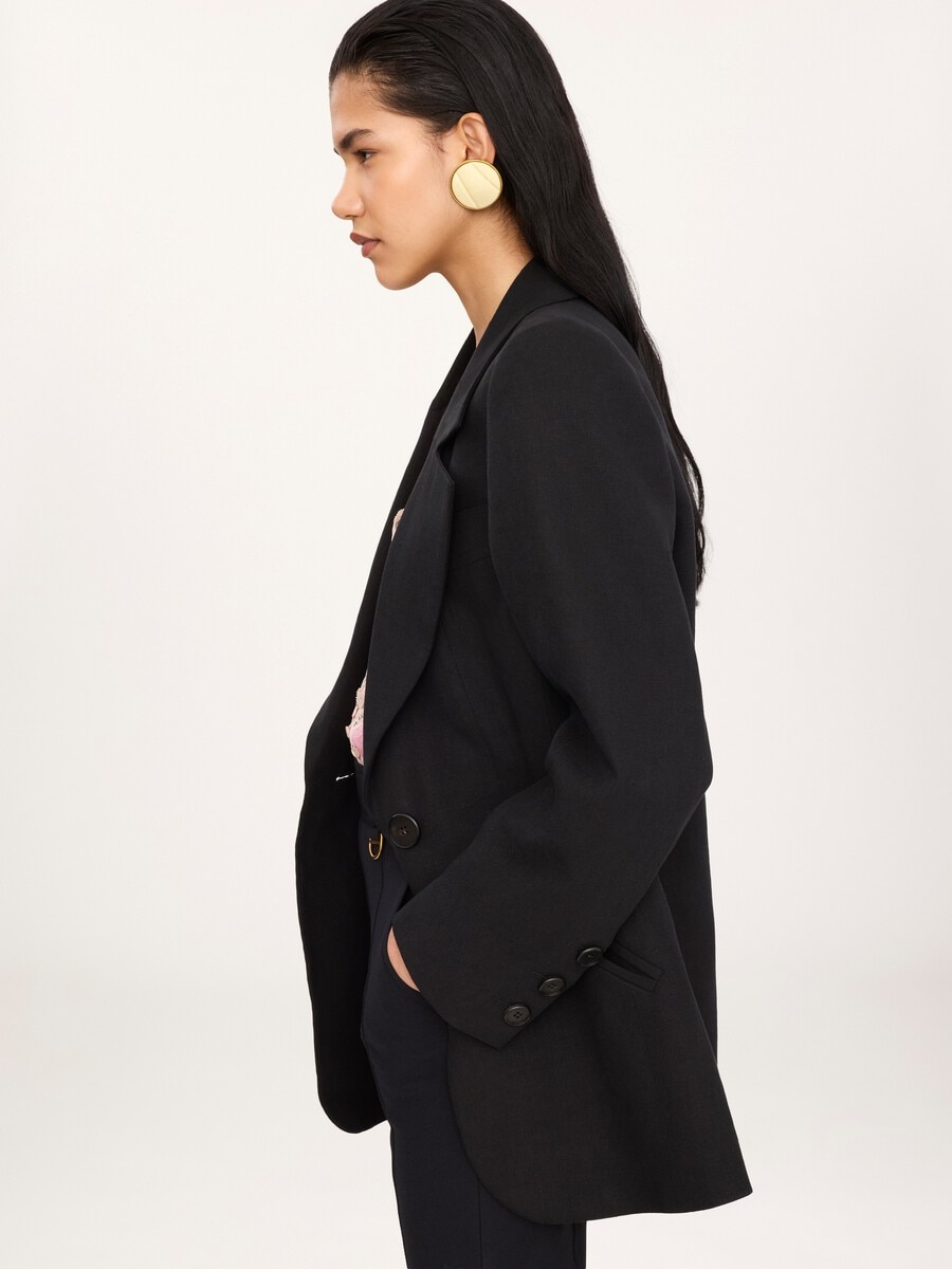 Chaqueta de sastre oversize de crep&eacute; de lino - 8