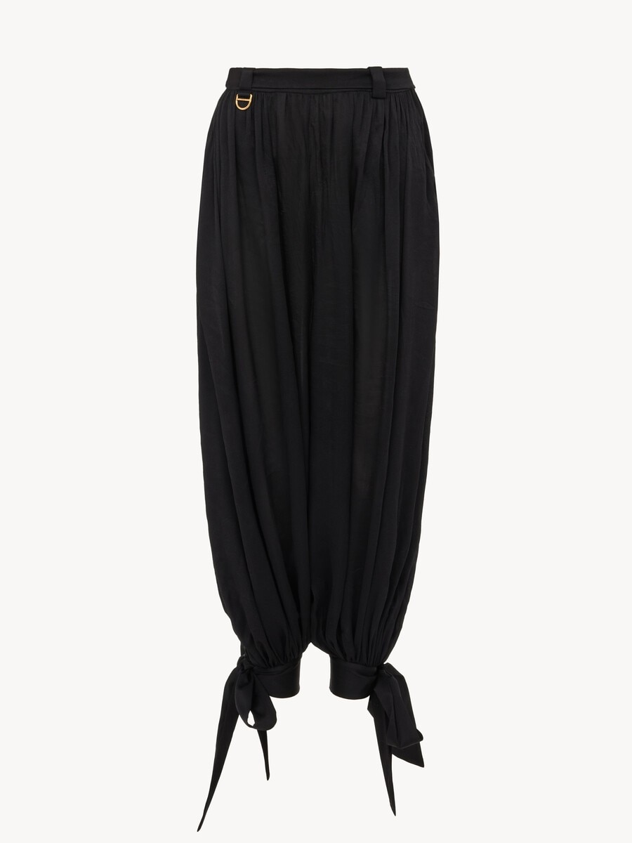 Fluid pleated pants in cr&ecirc;pe de chine - 2