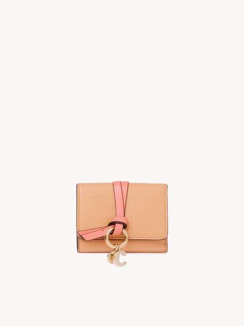 Mini Alphabet tri-fold in grained leather