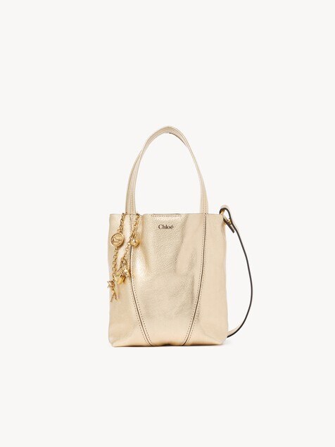 Small Chlo&eacute; Spin tote bag in metallized leather with horse charms