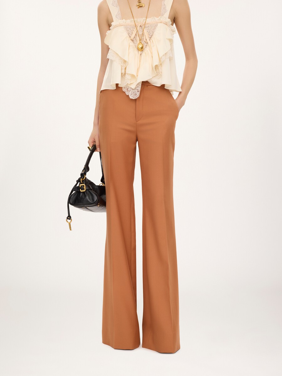 High-rise flared pants in wool gabardine - 4