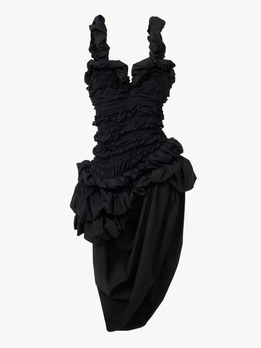 Ruched bustier midi dress in cotton poplin - 1