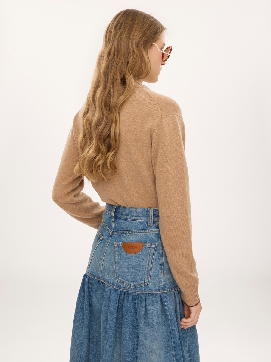 Fitted logo cardigan in a wool & cashmere knit - 5