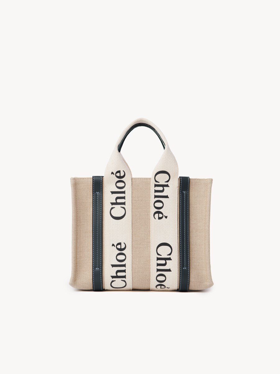 Small Woody tote bag in linen - 5