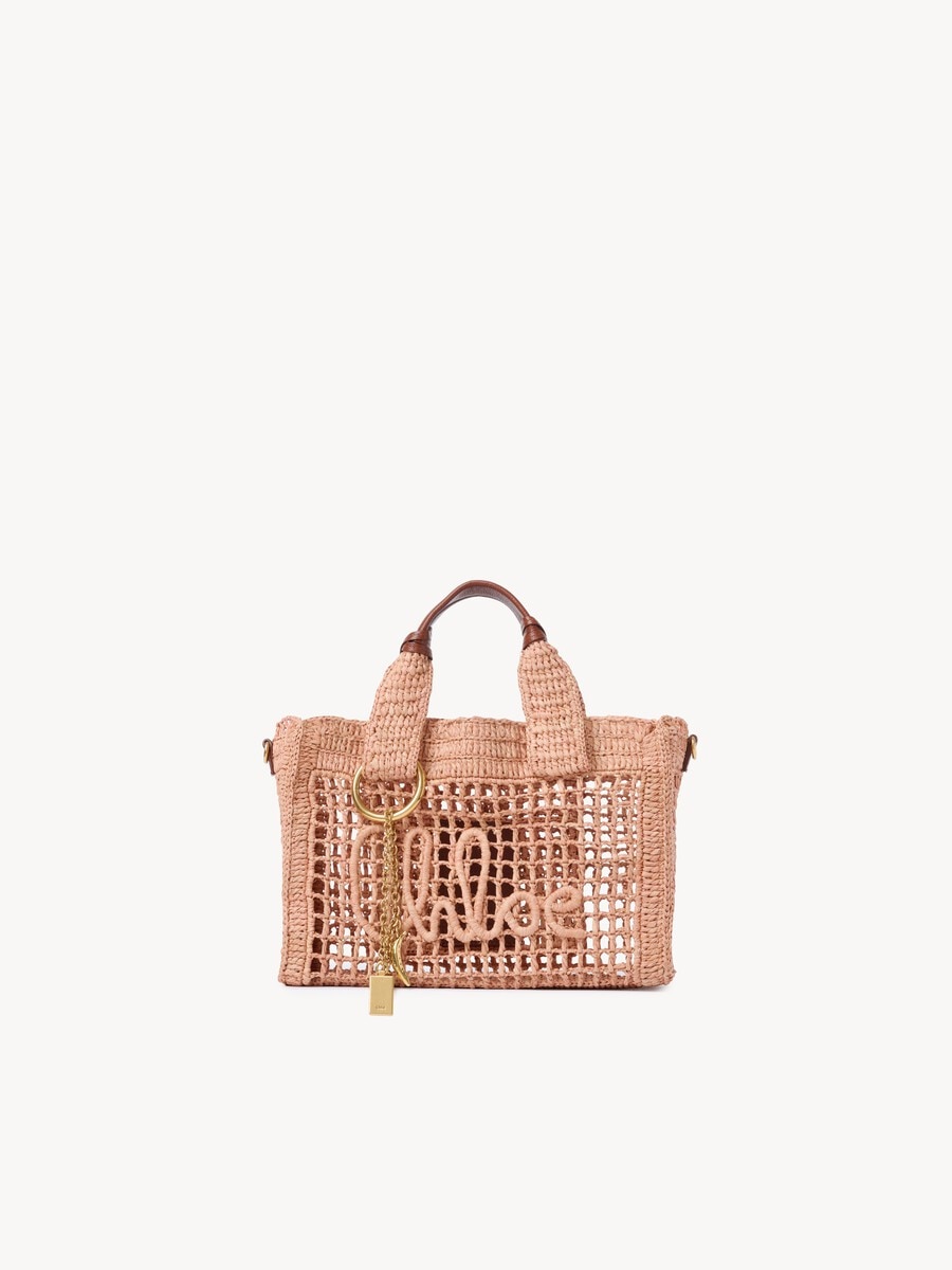 Bolso tote Summer Banana East-West peque&ntilde;o con correa de rafia - 2