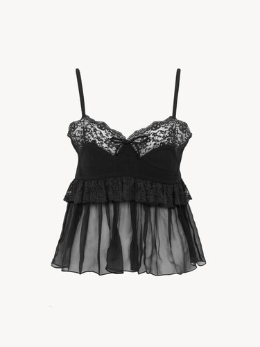 Thin-strap lingerie top in cr&ecirc;pe de chine - 2