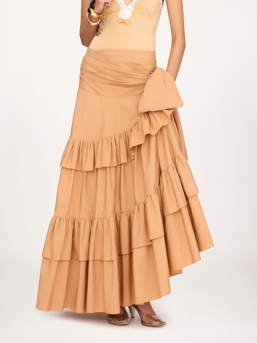 Ruffled long skirt in cotton poplin - 6