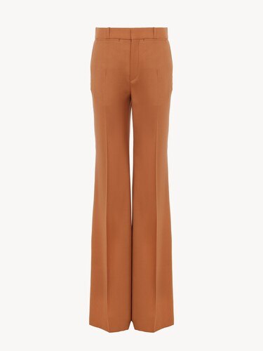 Pantalones acampanados de talle alto de gabardina de lana - 2