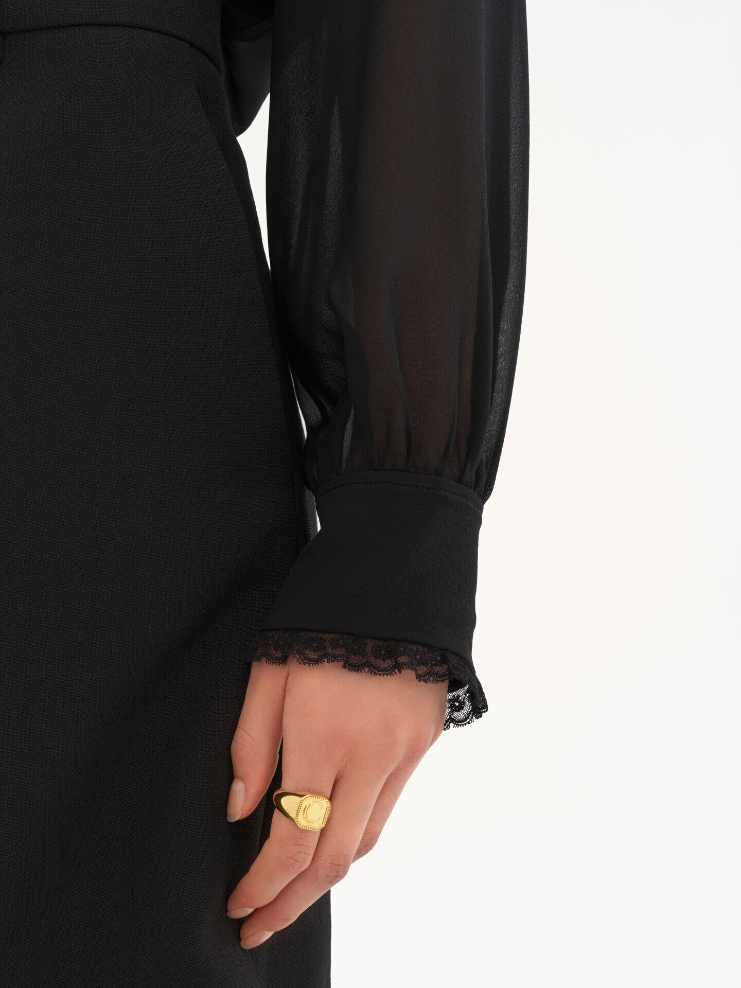 Ruffled blouse in silk georgette - 6.0