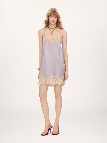 Thin-strap mini dress in washed silk satin - 3