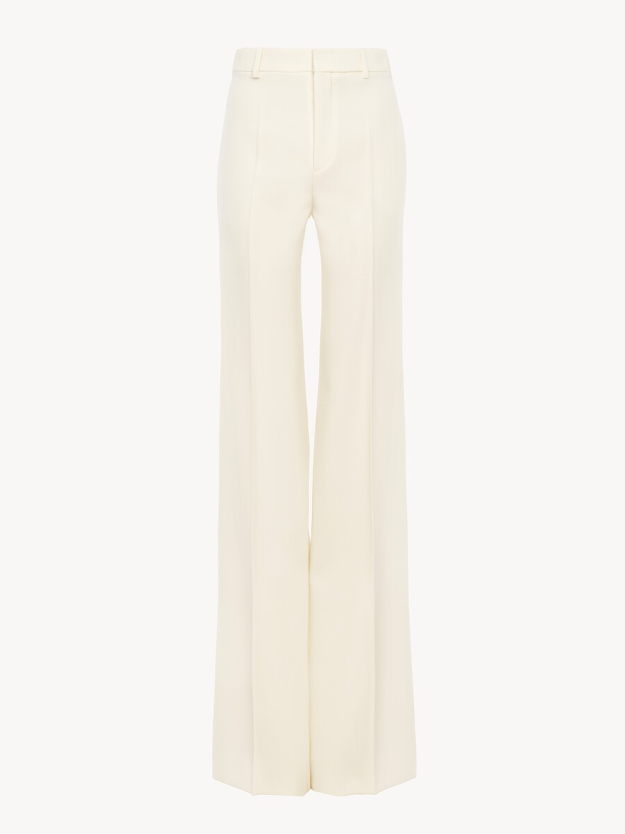 High-rise flared pants in wool grain de poudre - 2