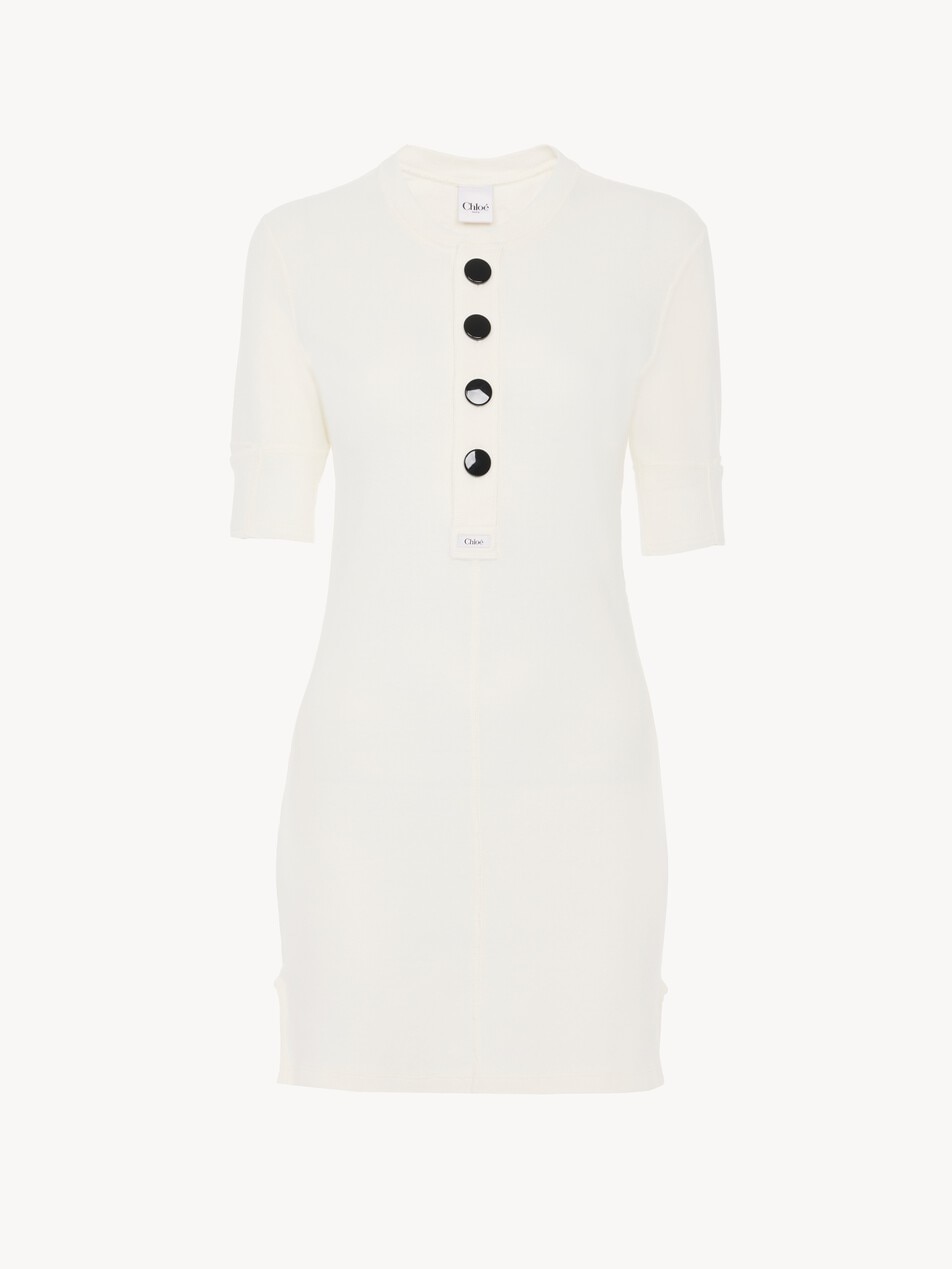 Fitted Henley mini dress in cotton jersey - Packshot