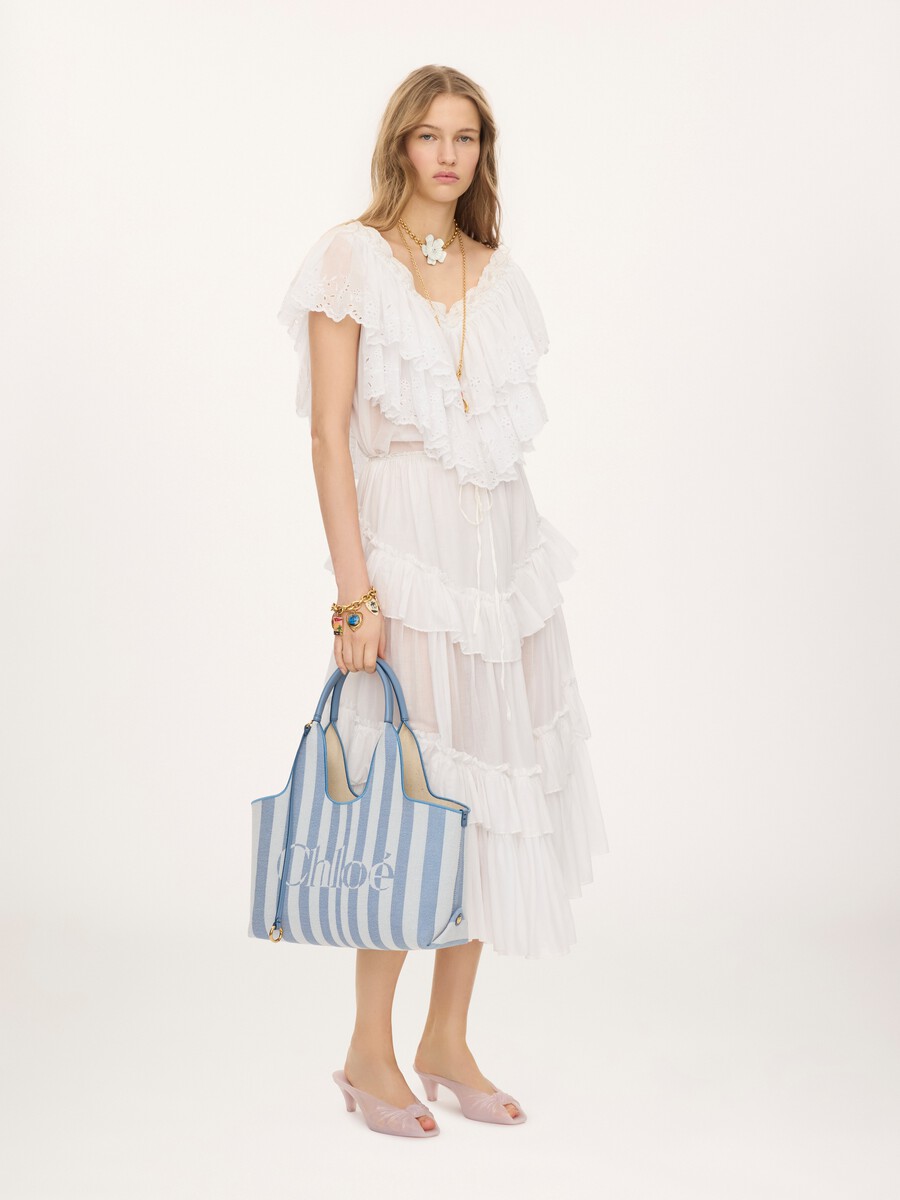 Chlo&eacute; Stripy east-west tote bag in jacquard - 7