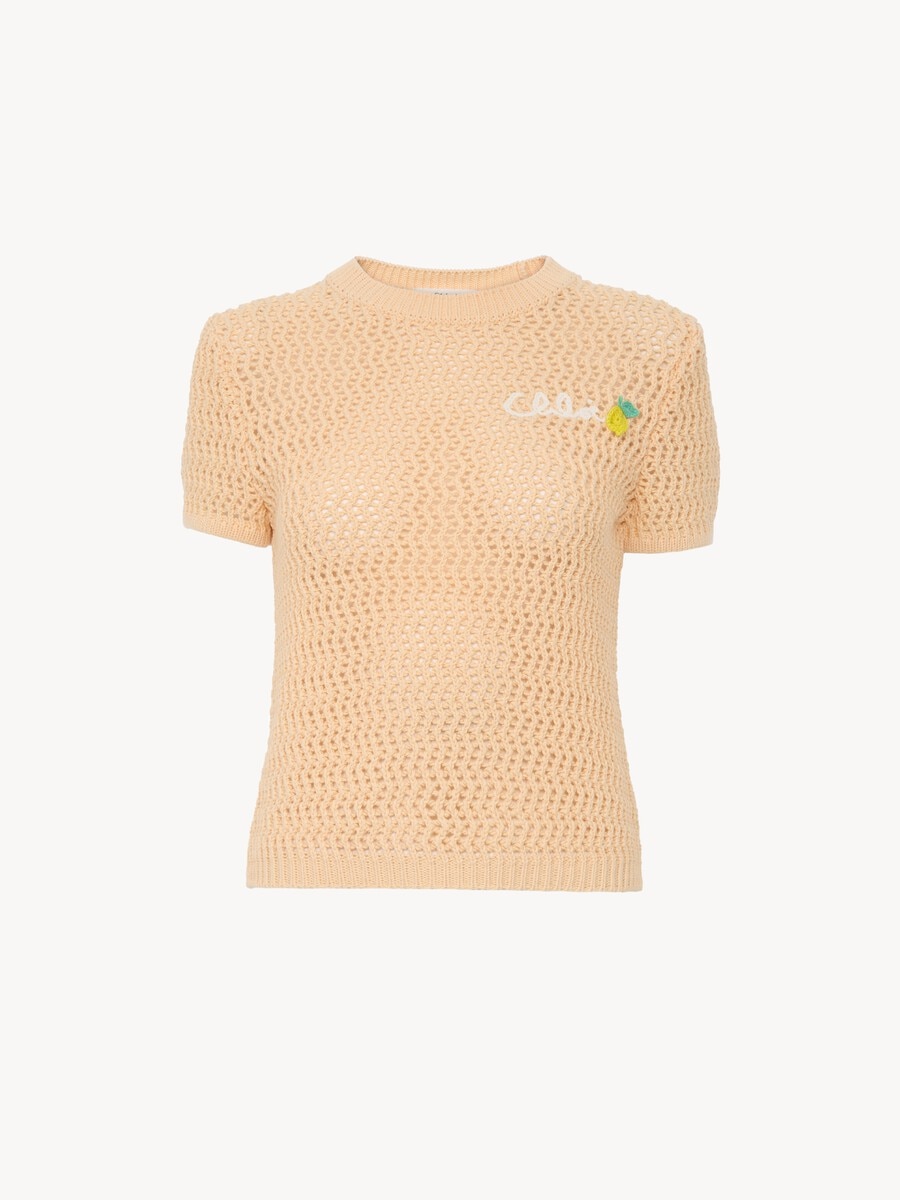 Short-sleeve logo sweater in crochet knit - 2
