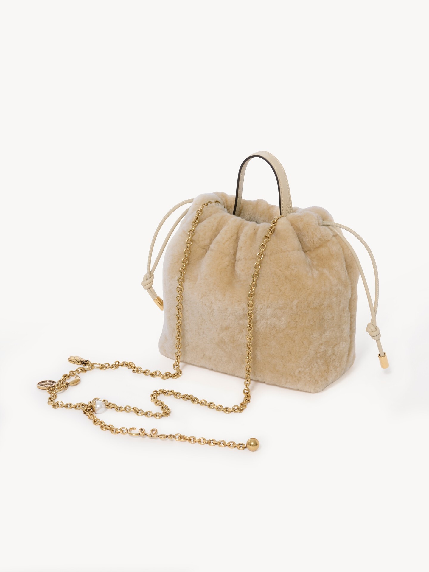 Mini Chlo&eacute; Icons shoulder bag with chain in shearling - 3.0