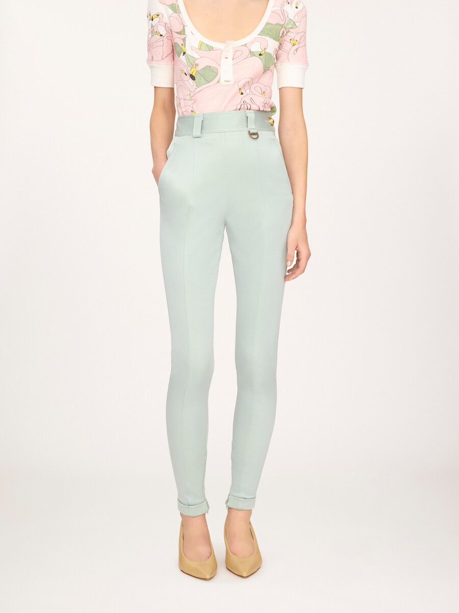 High-rise fitted pants in bonded stretch jersey - 4