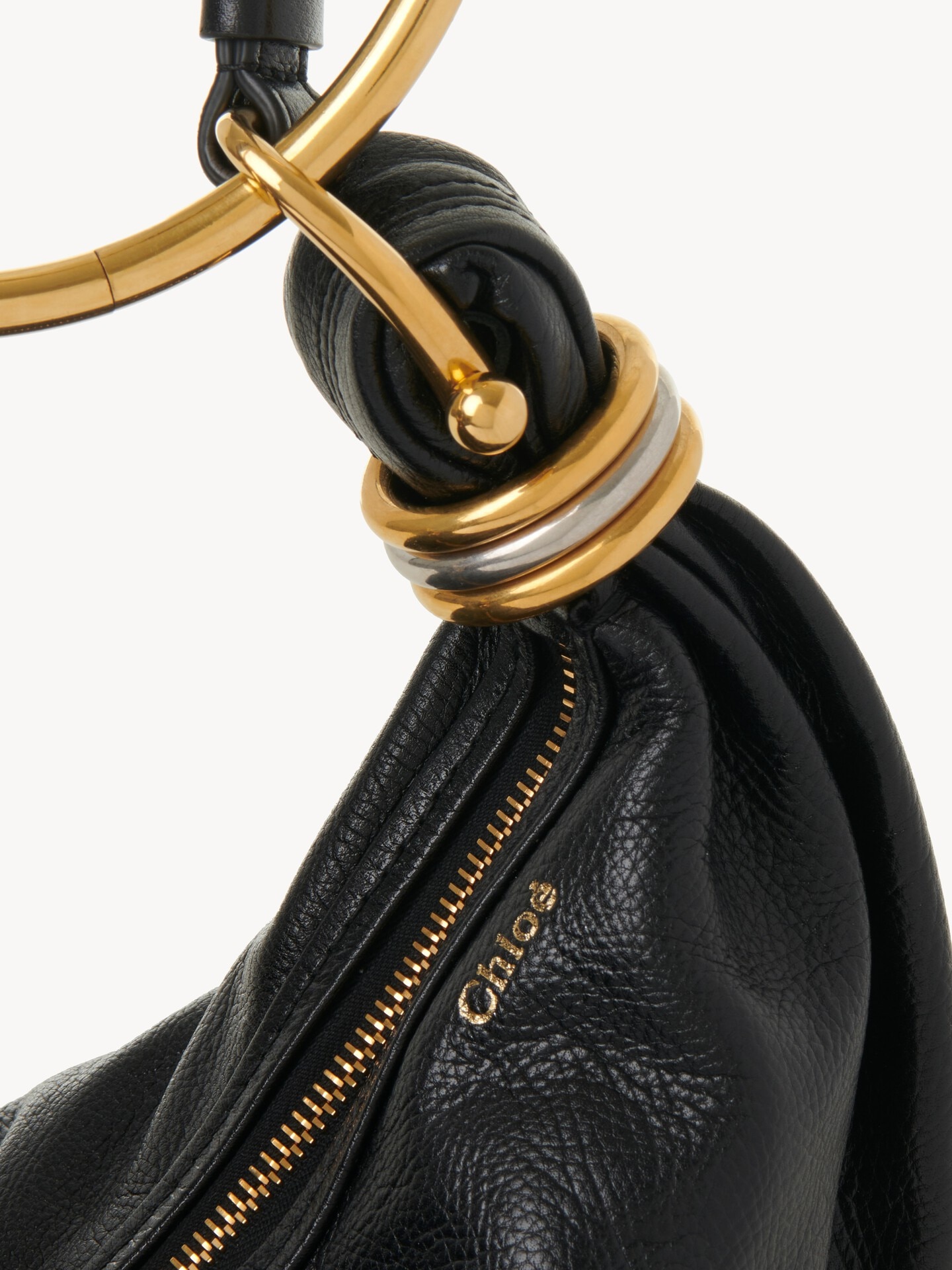 Small Bracelet Hobo bag in grained leather - 7.0