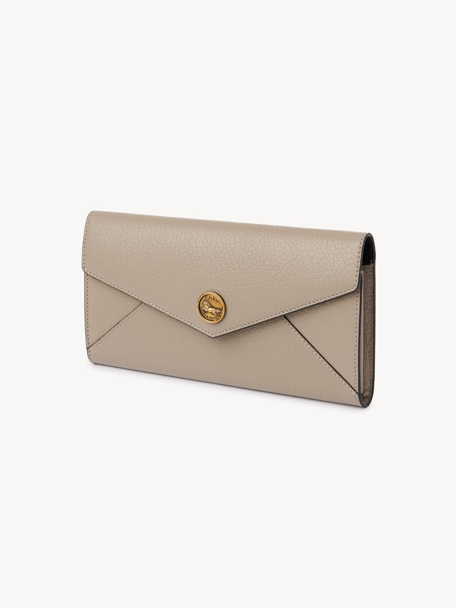 Envelope long wallet with flap in grained leather - 3