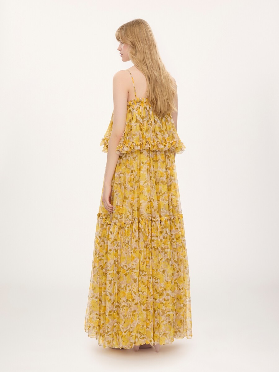 Thin-strap long dress in silk mousseline - 4