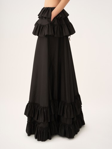 Tiered maxi skirt in washed silk taffeta - 6