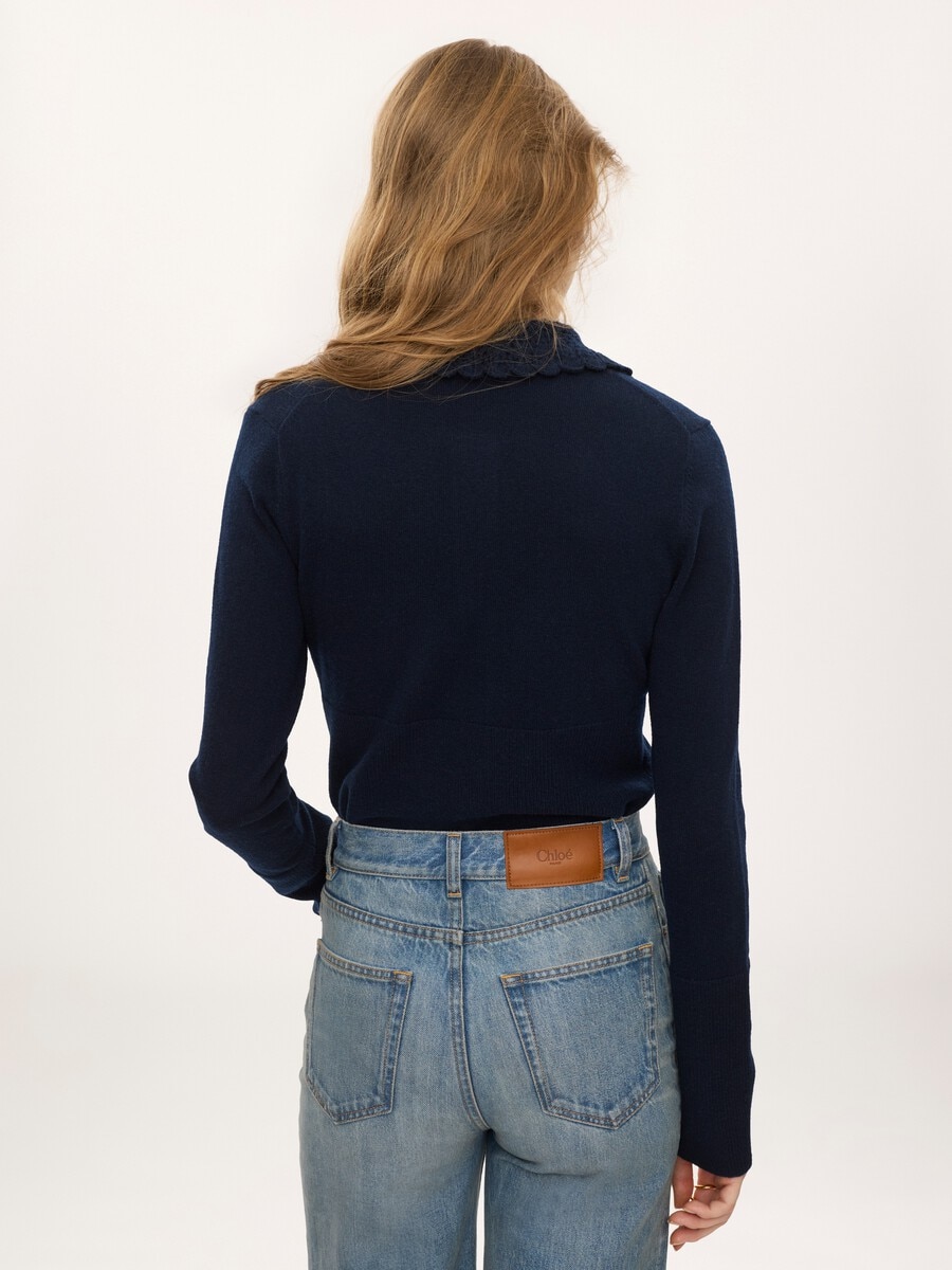 Fitted logo cardigan in a wool knit - 4