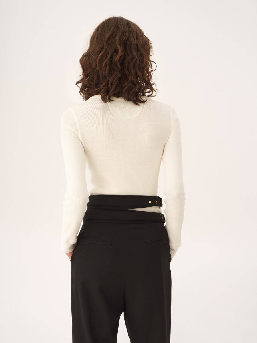 Scoop-neck Henley shirt in cotton jersey - 5