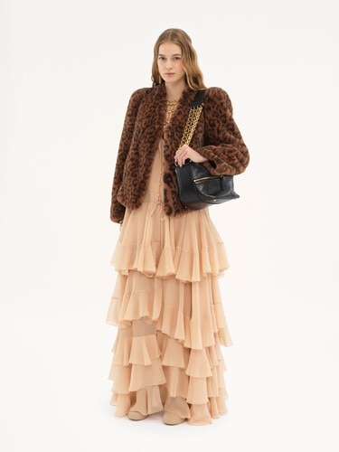Tiered maxi dress in silk georgette - 3