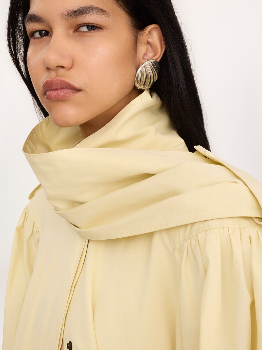 Trench col montant foulard en popeline de coton - 6