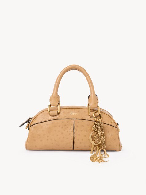 Bolso bowling Chlo&eacute; peque&ntilde;o de cuero efecto avestruz