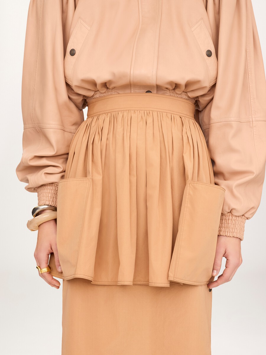 Layered knee-length skirt in cotton poplin - 5