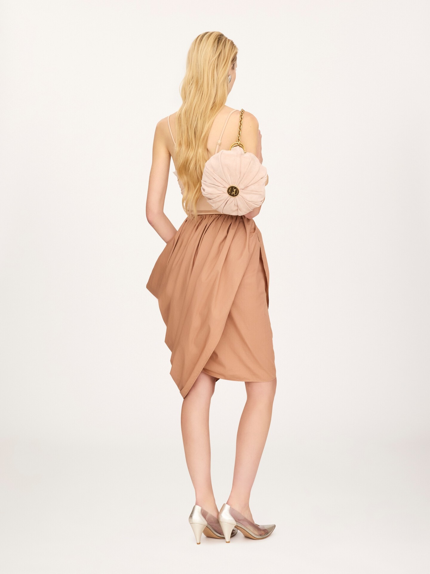 Knee-length wrap skirt in cotton poplin - 4.0