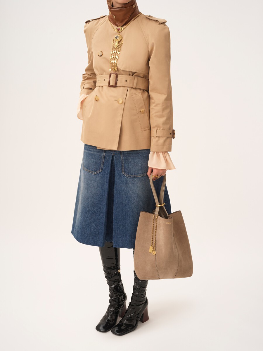 Chlo&eacute; Spin tote bag in suede leather - 8