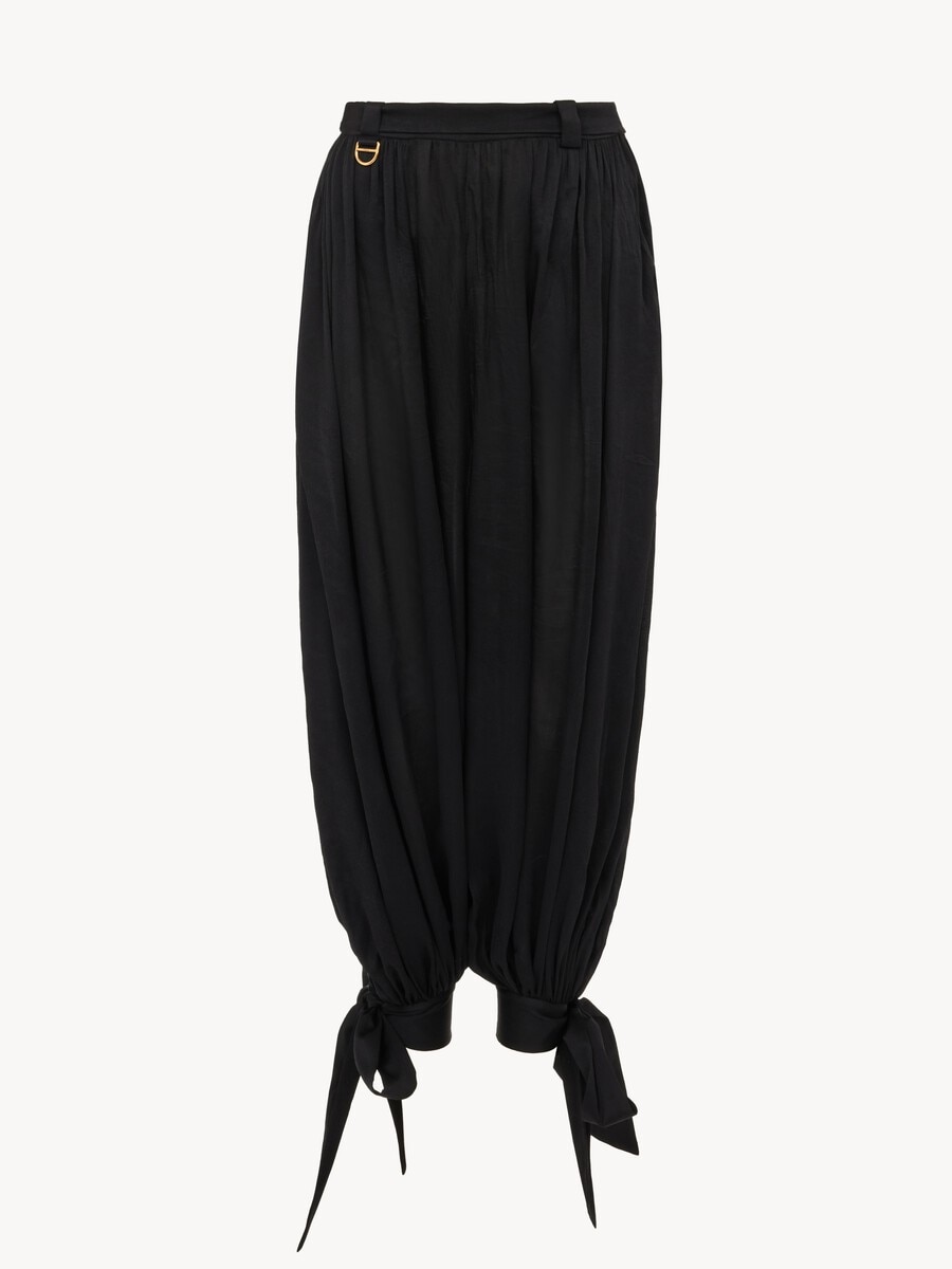 Fluid pleated pants in silk charmeuse - 1