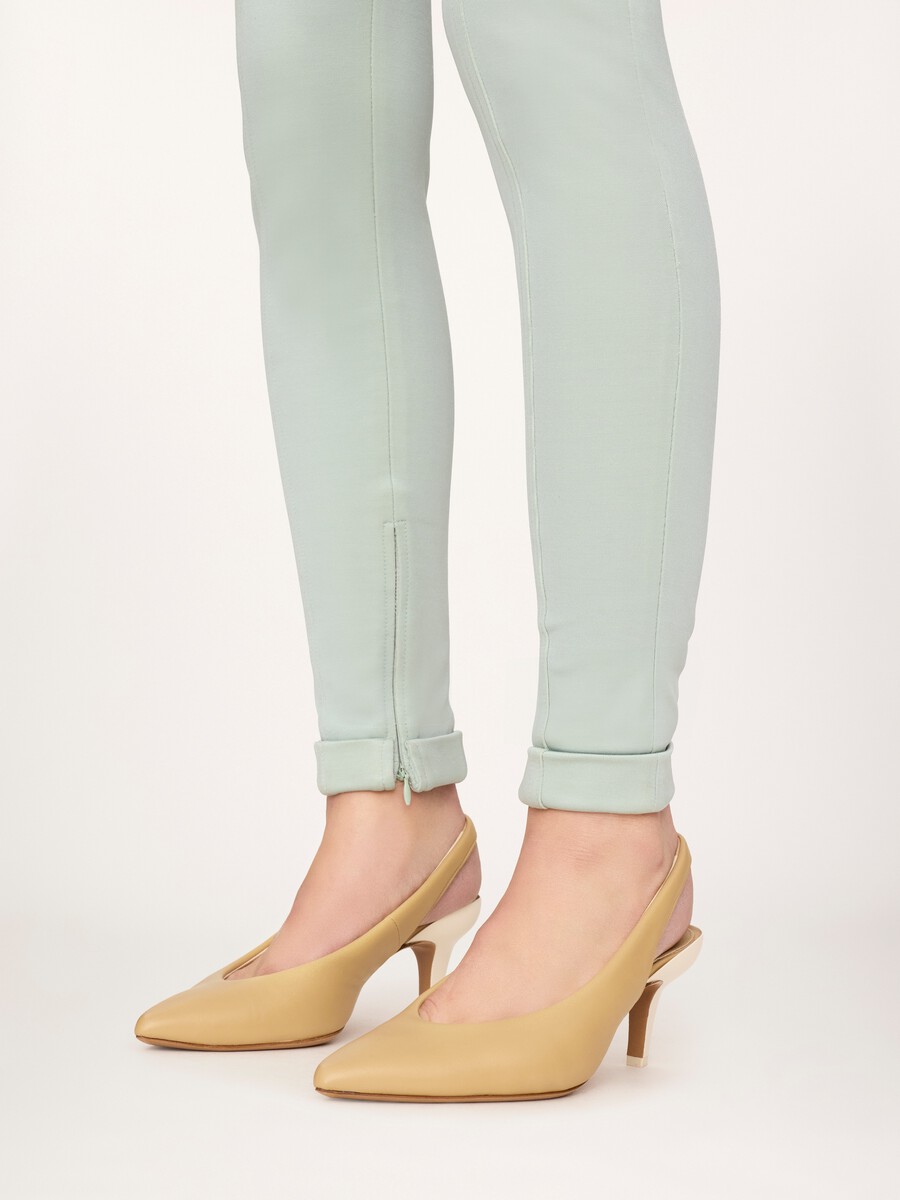 High-rise fitted pants in bonded stretch jersey - 6