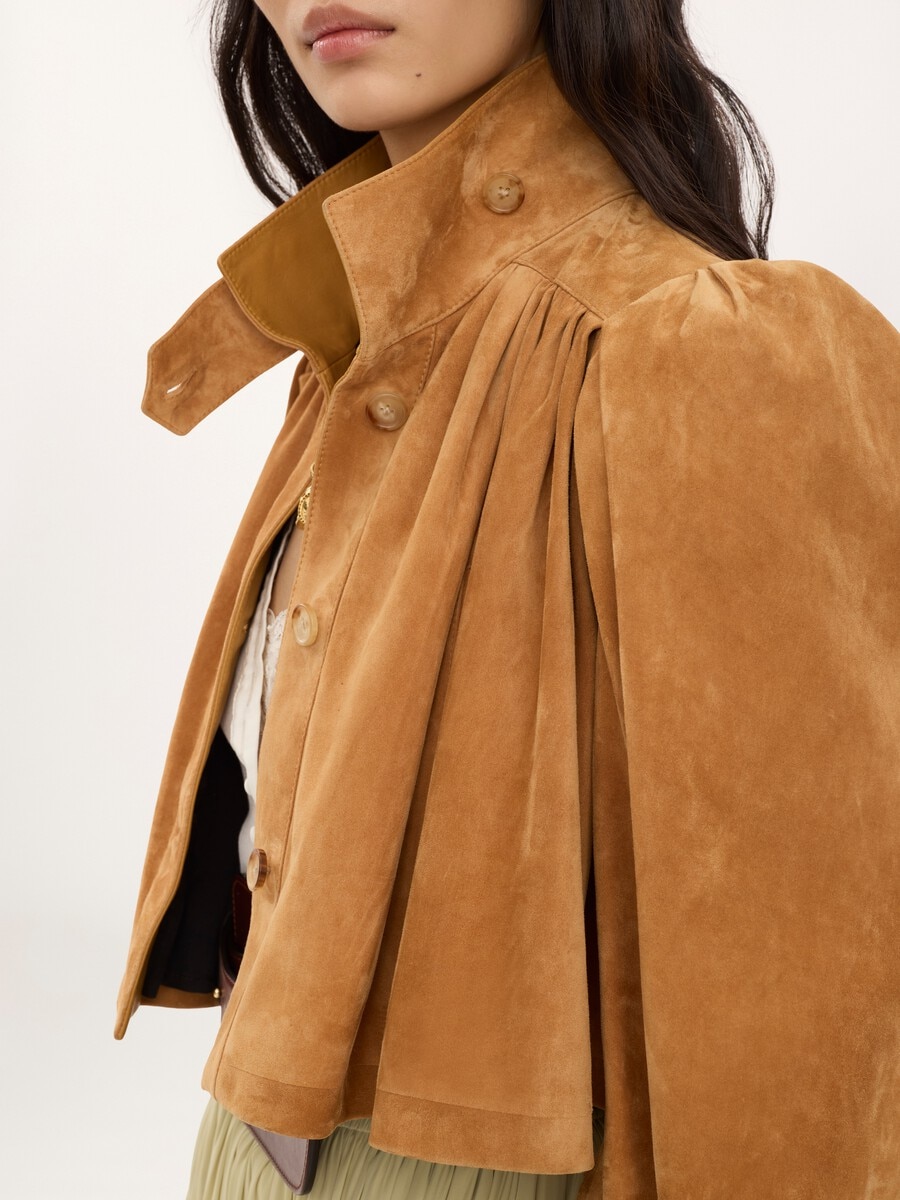 Gathered boule jacket in suede leather - 5