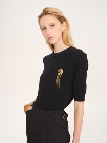Short-sleeve sweater in a merino & cashmere wool knit - 4