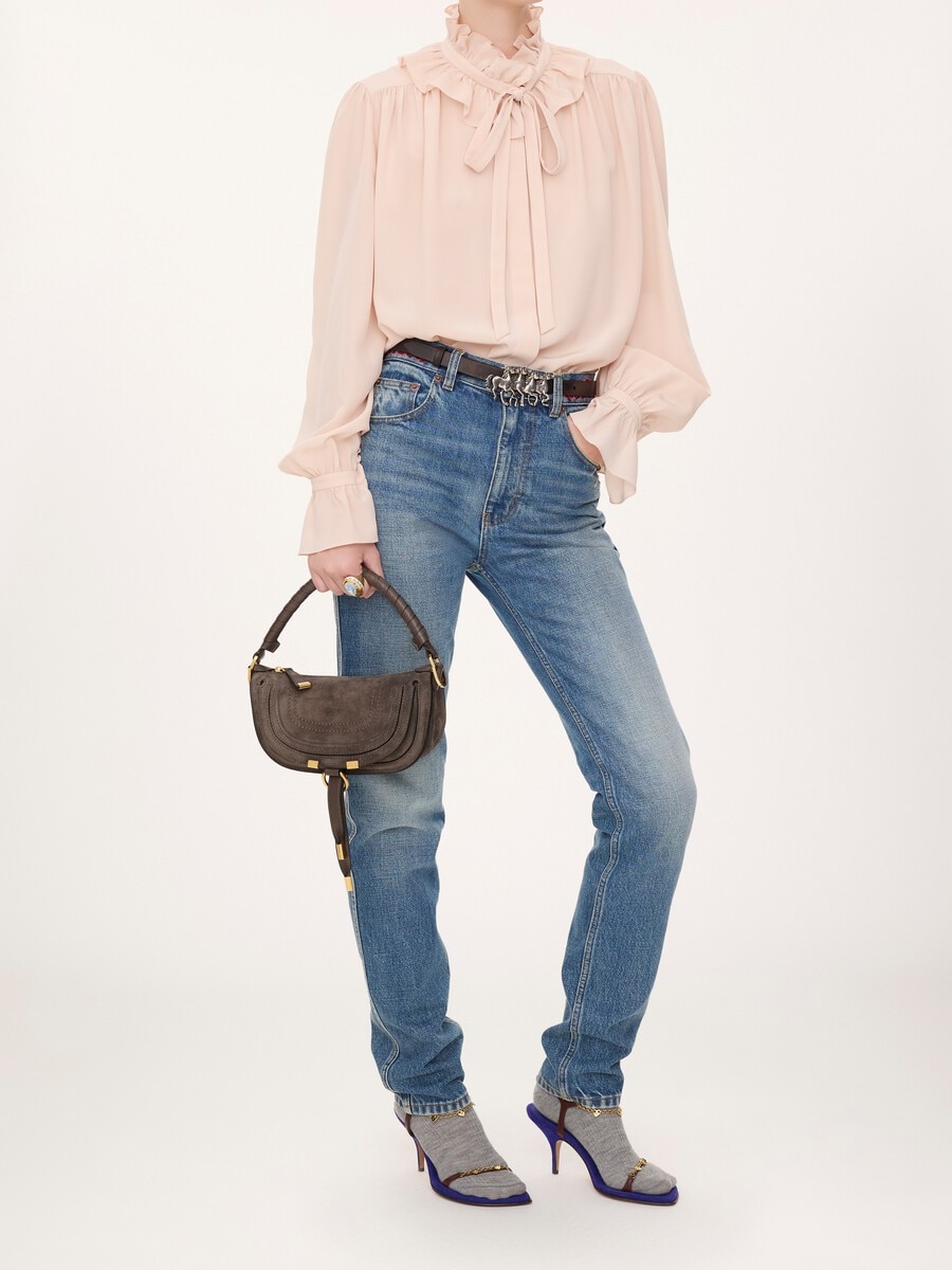 Mini Marcie shoulder bag in suede leather - 9