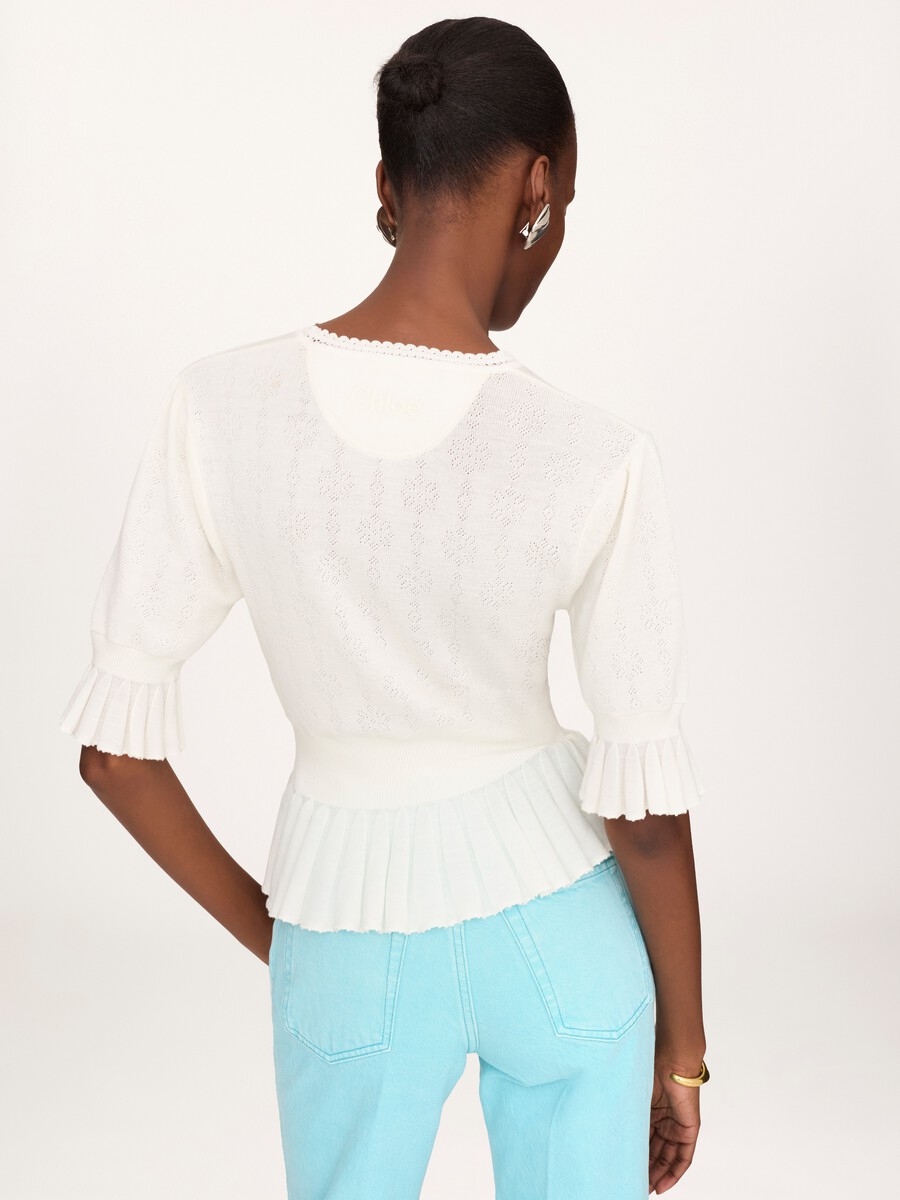 Cropped ruffle sweater in a wool knit - 6